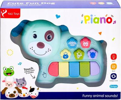 Lodër muzikore Doggy Piano MIX Maksik, formë qenushi, për kalamaj, shumëngjyrëshe