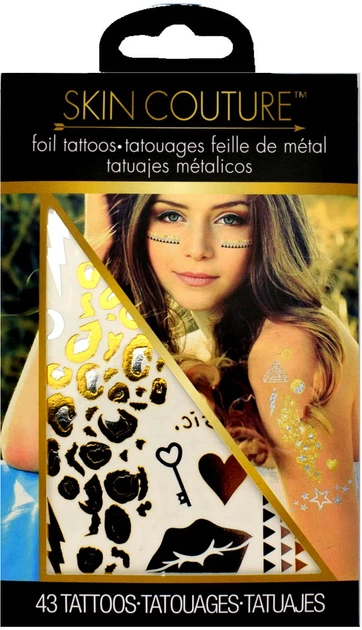 Set tatuazhesh të përkohshme Skin Couture Pro Kids, 36 copë, metalike, shumëngjyrëshe
