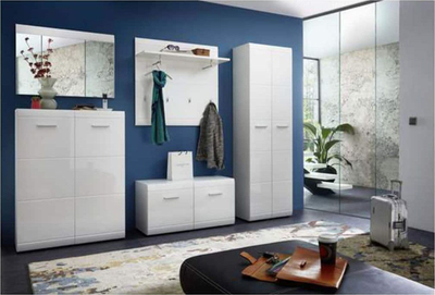 Panel garderobe Alice, MDF me shkëlqim të lartë, 96x90 cm, i bardhë