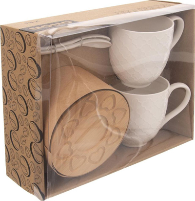 Set filxhanësh me pjatë Orion BAMBU, 0.37L, 2 copë, të bardhë