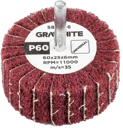 Rrotë gërryese me fletë Graphite, me bosht, 60 x 25 x 6 mm, P60