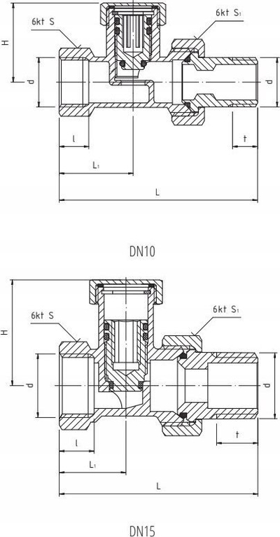 Valvul e drejtë radiatori Perfexim PHA-031, 1/2", bronz me nikël, e bardhë