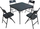 Set kampimi Saska Garden, tavolinë palosëse 86.5x86.5x71cm dhe 4 karrige, e zezë