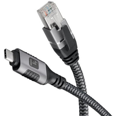 Мрежен кабел Техли ICOC U3C-RJ45-030, USB-C во гигабитен етернет RJ45, Cat6, 3 m, сива