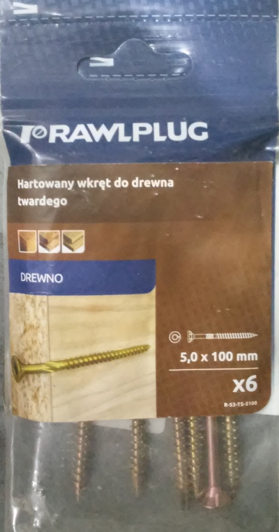 Wkret do drewna twardego 5x100mm hartowany 6 szt. (R-S3-TS-5100)