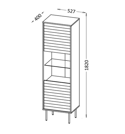 Vitrinë Cama Meble CORTINA, 53x40x182 cm, xham dhe dru, e zezë