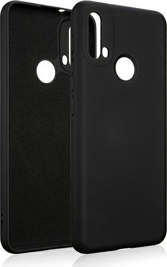 Mbështjellës silikoni për Motorola Moto E20, me pëlhurë nga brenda, i zi