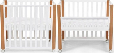 Krevat për bebe Kinderkraft Koya, 4 në 1, me rrota dhe dyshek, i bardhë