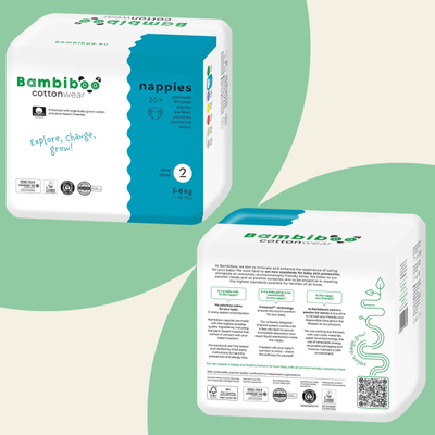 Пелена за деца Bambiboo COTTONWEAR, големина 2 Mini 3–8 kg, засек за папок, органски памук