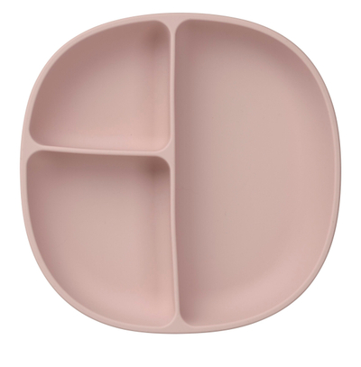 Pjatë silikoni për fëmijë b.box Silicone Plate Lid Blush, me ndarje, rozë blush