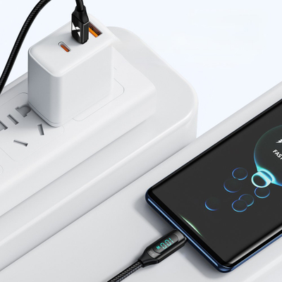 Kabllo USB C Wozinsky WUCCC1, PD 100W, me ekran fuqie, 1m, e zezë