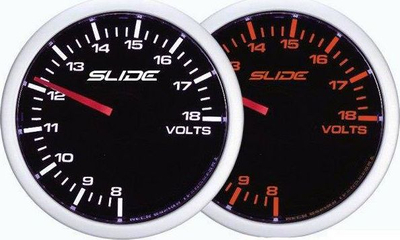 Voltmetër për makinë Slide Gauge WA, 52mm, me dritë të bardhë ose qelibar, i zi