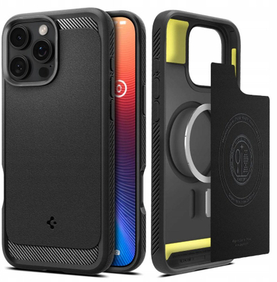 Kapak telefoni Spigen Rugged Armor MagSafe, për iPhone 17 Pro, i zi