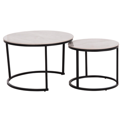 Set tavolina ndihmëse HomeMarkt Talos, rrethore, metal, 70cm, gri