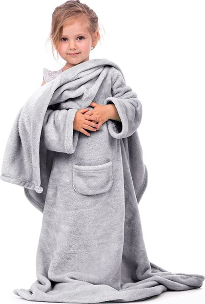 Batanije me mëngë për kalamoj DecoKing Lazykids, me xhep, gri