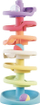 Игра за градење Quercetti PlayEco+ Spiral Tower Evo, 10 делови, со топчиња и звуци, повеќебојна