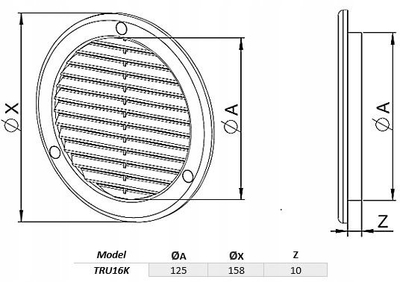 Kapak ventilimi Awenta TRU16K, grilë 125mm, i bardhë