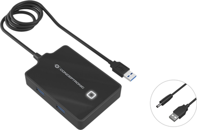 Hub USB Conceptronic Hubbies, 4 porta, USB 3.0, i zi