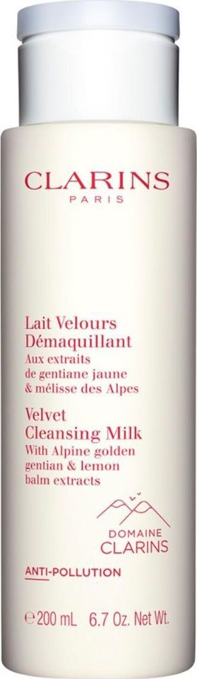 Qumësht pastrues fytyre Clarins Velvet Cleansing Milk, heqës grimi, 200 ml