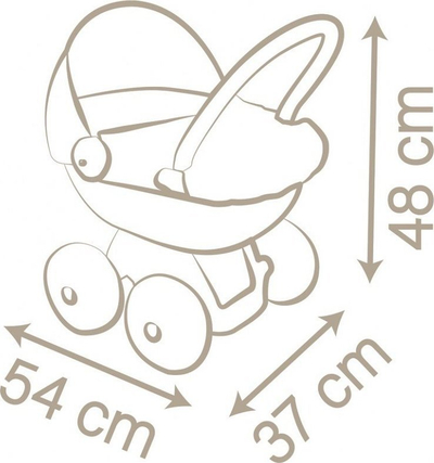 Karrocë lodër për kukulla Smoby Baby Nurse, për kukulla deri 42 cm, me tendë, rozë me të bardhë