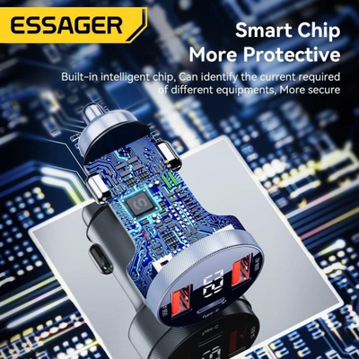 Karikues makine Essager 80W, 2x USB A Type C PD, gri