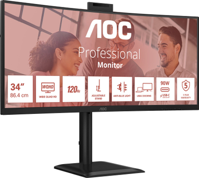 Monitor AOC E4 CU34E4CW, 34" UWQHD, 120Hz, i zi