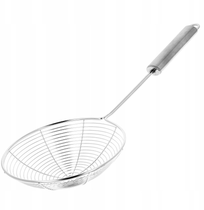 Lugë skimer inoksi 2154, diametër 15 cm, dorezë e gjatë, argjendtë