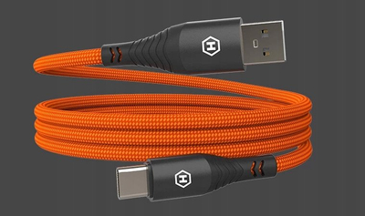 Kabllo Hammer AKC001409, USB-A në USB-C, 1.2 m, portokalli