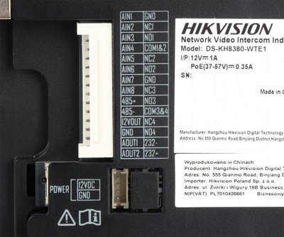 Monitor interfonik Hikvision DS-KH8380-WTE1, 7", Wi-Fi IP, i bardhë