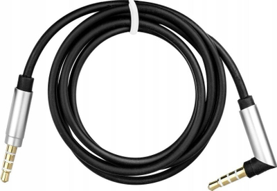 Аудио кабел Аукс стерео 3.5mm, 1m, агол 90°, црн