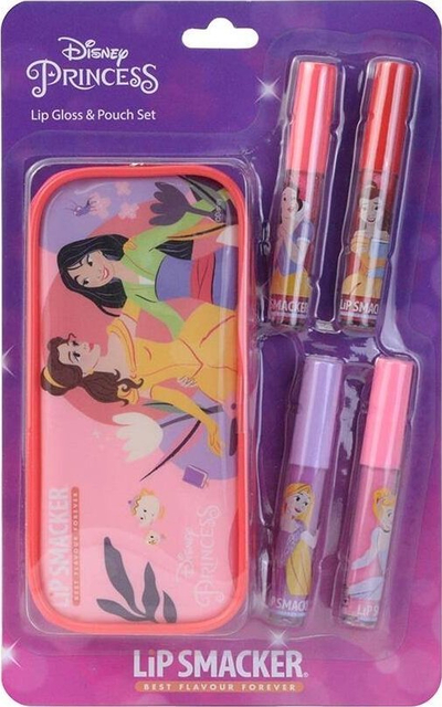 Set lipglosi për kalamajt Disney Princess Lip Smacker, 4 copë, me çantë, shumëngjyrësh