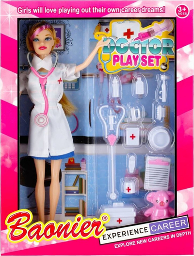 Kukull doktoreshë Mega Creative Doctor Play Set, 29cm, me aksesorë, e bardhë