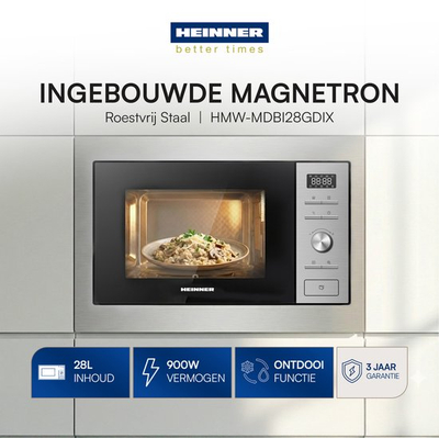 Mikrovalë inkaso Heinner HMW-MDBI28GDIX, 28L, 900W, inox