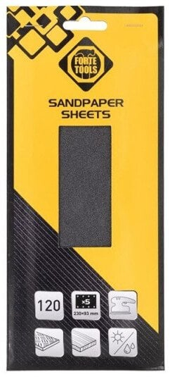 Letër smeril Forte Tools Sandpaper Sheets, 120 grit, 93x230mm, set 5 copë