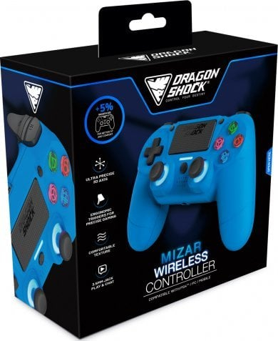 Kontroller DragonShock Mizar BT, wireless, për PS4 PC dhe celular, blu