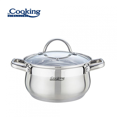 Tenxhere me kapak Heinner Amira, 22x12.5 cm, 4.7 L, çelik inox dhe xham