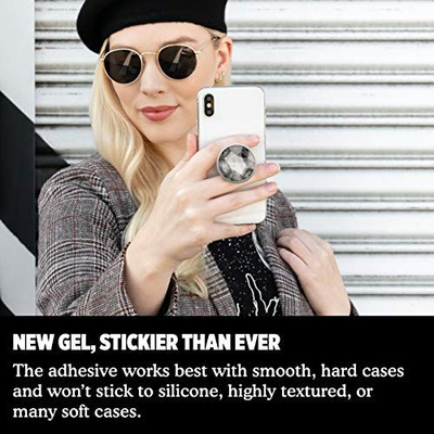 Држач за телефон Popsockets Disco Crystal Silver, самолеплив, сив