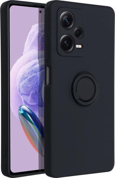 Mbrojtëse silikoni me unazë për Xiaomi Redmi Note 12 Pro+ 5G, magnetike, e zezë