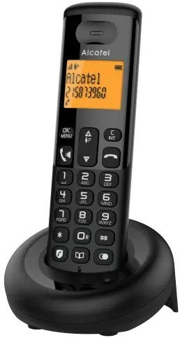 Telefoni fiks pa kabllo Alcatel E260 S Voice Duo, sekretari telefonike, bllokim thirrjesh reklamuese, i zi