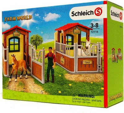 Сет за игра Schleich Свет на фарма Посета на отворен штала, фигури од фарма, едукативен, повеќебоен