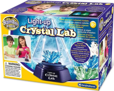 Set eksperimental Brainstorm Toys Light up Grow Your Own Crystals Lab, lodër STEM, me dritë LED, me shumë ngjyra