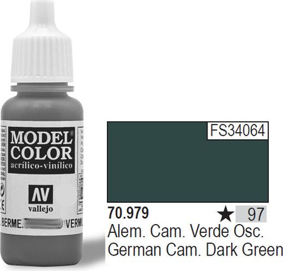 Bojë akrilike Vallejo Model Color German Cam Dark Green, 17ml, jeshile e errët