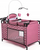 Set për kujdes kukullash Bayer Design Doll Travel Multi-Bed, deri 46 cm, me karrige për ngrënë dhe karusel, rozë me yje të bardhë
