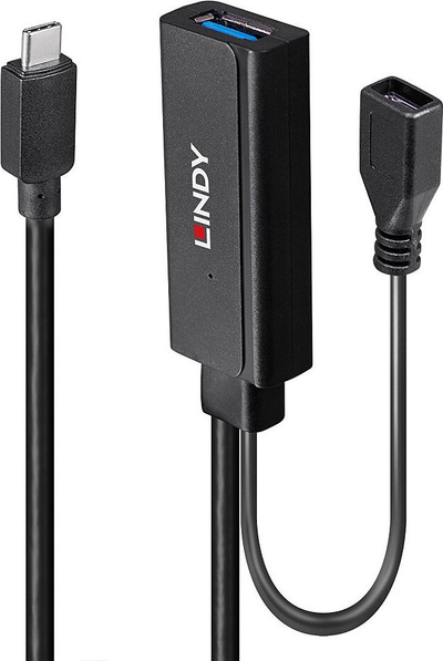 Kabllo zgjatues USB Lindy 43196, USB 3.2 Gen 1 C në A, 5m, i zi