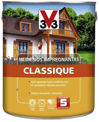 Impregnues druri V33 Classique Scandinavia, për brendësi dhe jashtë, ngjyrë natyrale druri