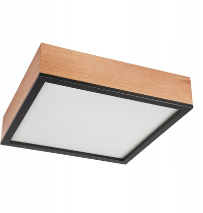 Llambë tavani Lamkur Oak Square 48826, E27, katrore, lisi me të zezë