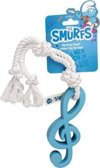 Lodër gome për qen Duvo+ Smurfs në formë note muzikore, 42.5x6.2x2.5cm, blu