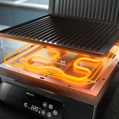 Grill elektrik Philips HD6307/70, kontroll digjital, sondë termometri, i zi