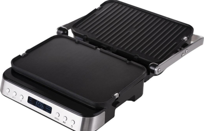 Grill elektrik Lauben Contact Grill Deluxe 2000ST, 2000W, pllaka mos-ngjitëse, gri me të zezë