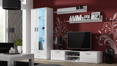 Mobilje TV Soho, për TV deri 75", modul i varur, e bardhë